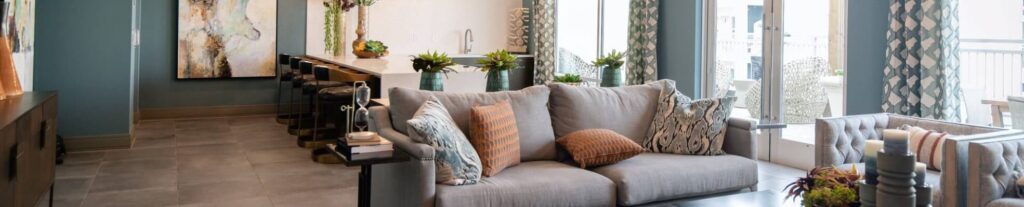 black wooden coffee table near white couch